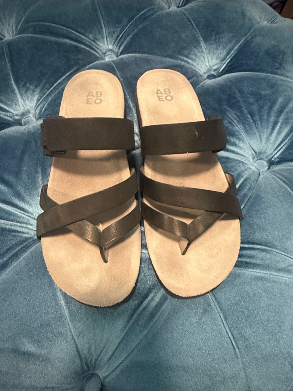 Abeo Black Multi-Strap Slide Sandals